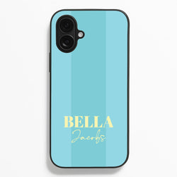 Blue Stripe Personalised Name  - Personalised Phone Case for iPhone 16 Plus