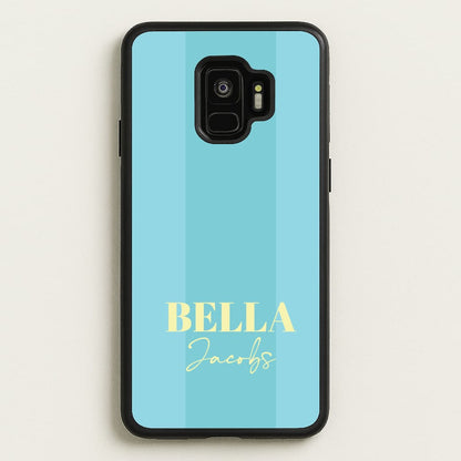 Blue Stripe Personalised Name  - Personalised Phone Case for Galaxy S9