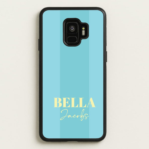 Blue Stripe Personalised Name  - Personalised Phone Case for Galaxy S9