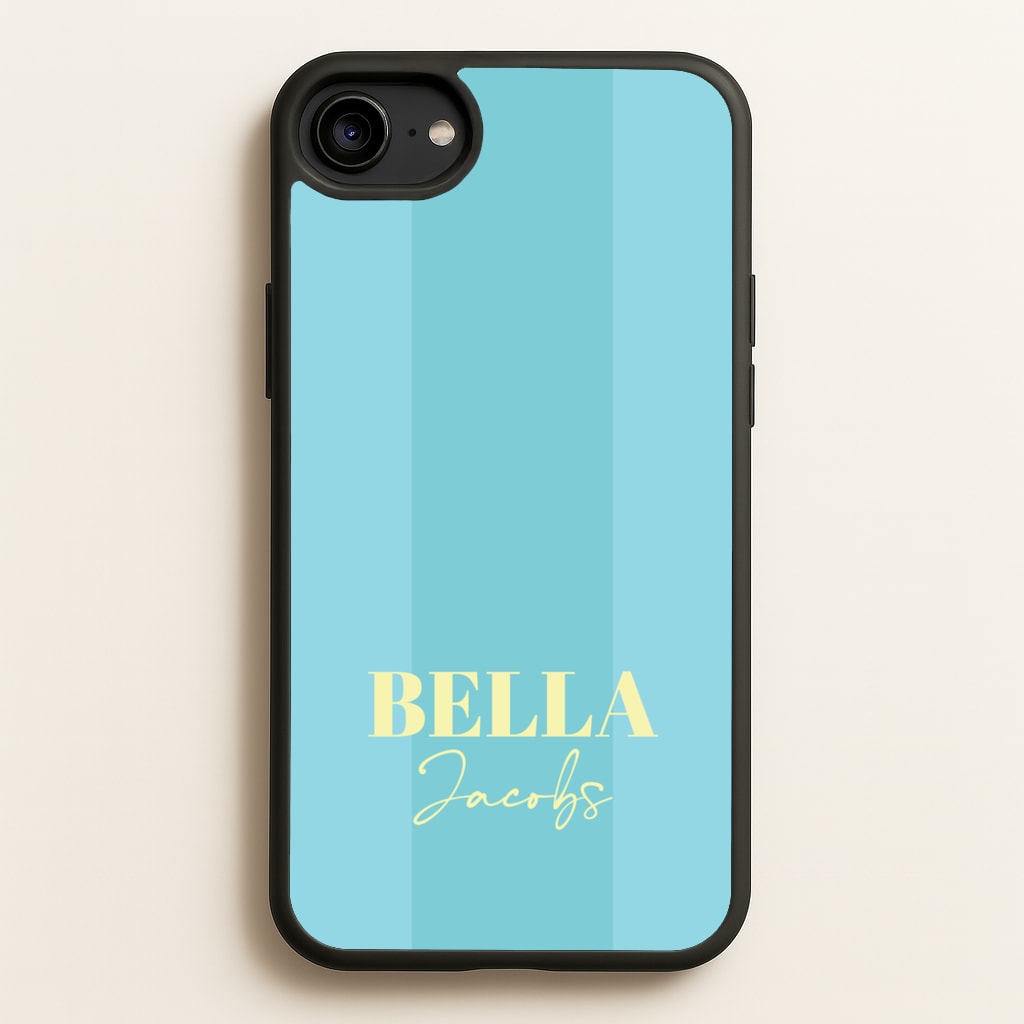 Blue Stripe Personalised Name  - Personalised Phone Case for iPhone 6 / 7 / 8 / SE