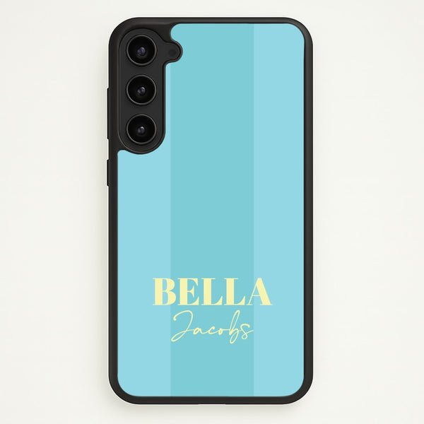 Blue Stripe Personalised Name  - Personalised Phone Case for Galaxy S23