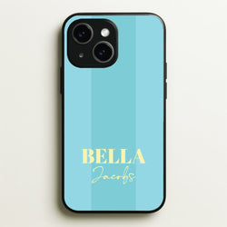 Blue Stripe Personalised Name  - Personalised Phone Case for iPhone 14 Plus