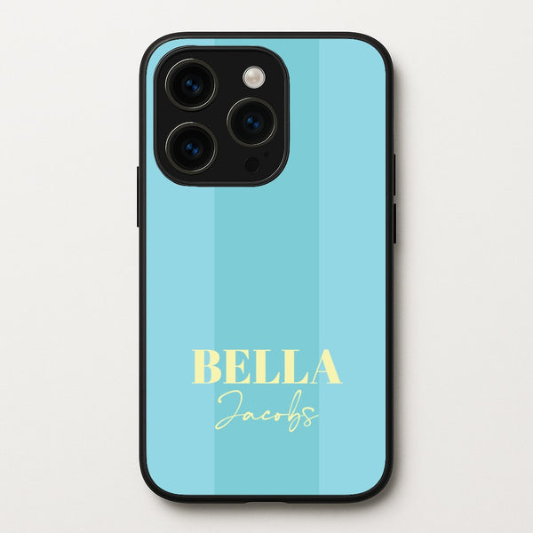 Blue Stripe Personalised Name  - Personalised Phone Case for iPhone 15 Pro