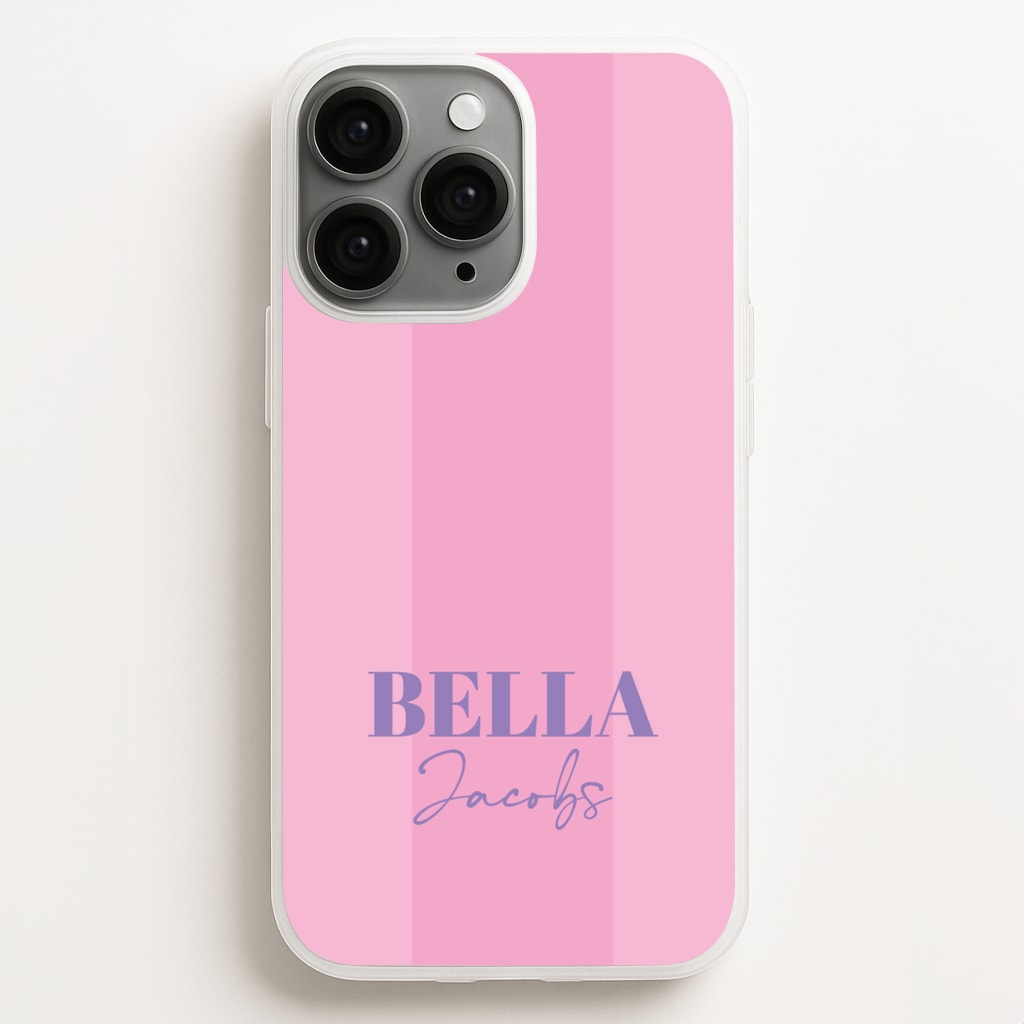 Pink Stripe Personalised Name  - Personalised Phone Case for iPhone 16 Pro Max
