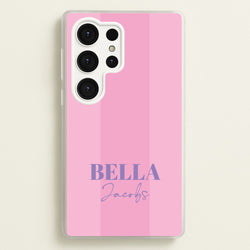 Pink Stripe Personalised Name  - Personalised Phone Case for Galaxy S25 Ultra