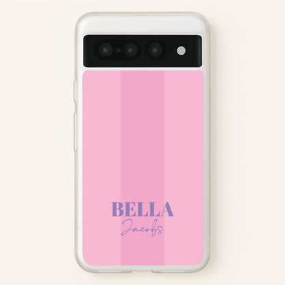 Pink Stripe Personalised Name  - Personalised Phone Case for Google Pixel 7 Pro