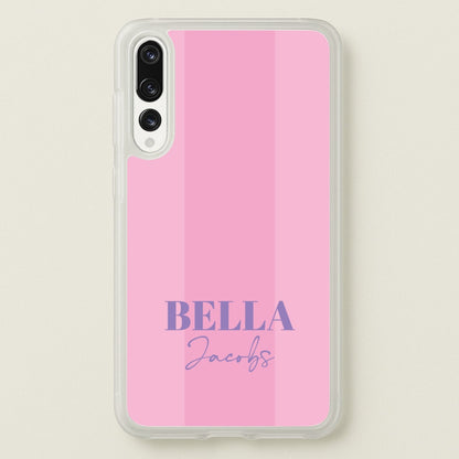 Pink Stripe Personalised Name  - Personalised Phone Case for Huawei P20 Pro