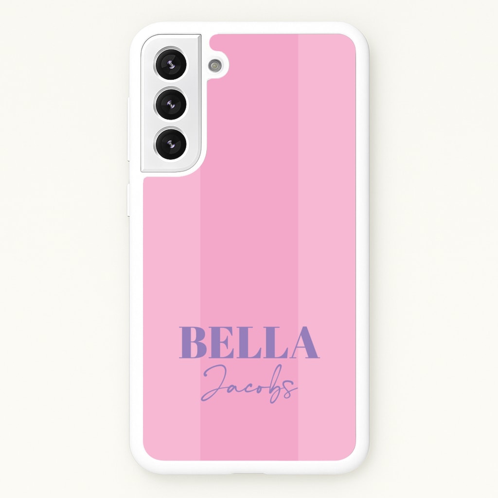 Pink Stripe Personalised Name  - Personalised Phone Case for Galaxy S22 Plus