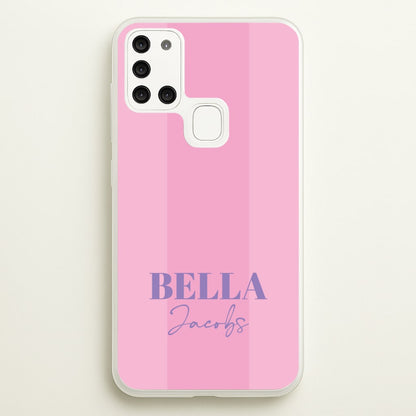 Pink Stripe Personalised Name  - Personalised Phone Case for Galaxy A21s