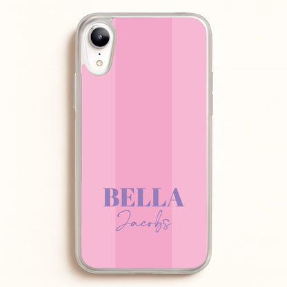 Pink Stripe Personalised Name  - Personalised Phone Case for iPhone XR