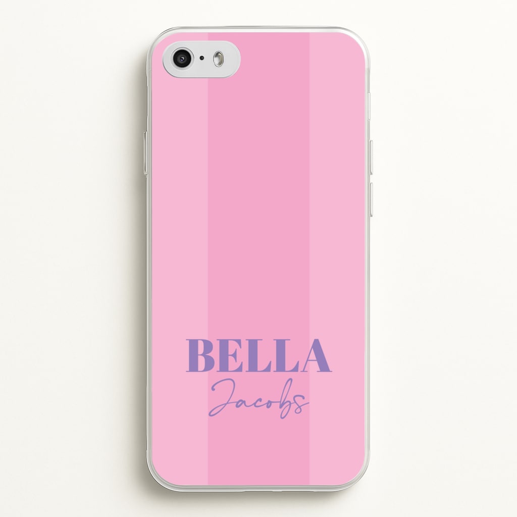 Pink Stripe Personalised Name  - Personalised Phone Case for iPhone 5 / 5s / SE 2016