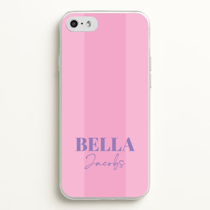 Pink Stripe Personalised Name  - Personalised Phone Case for iPhone 5 / 5s / SE 2016