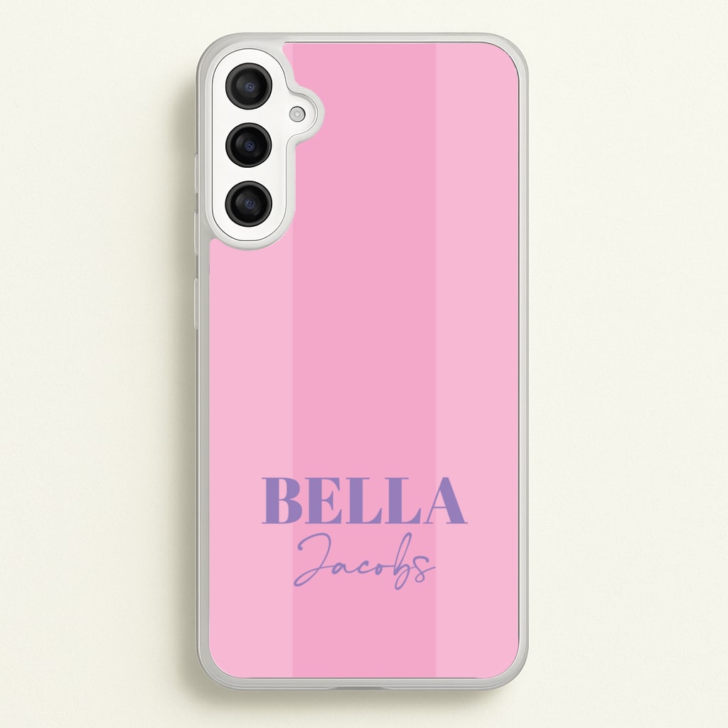 Pink Stripe Personalised Name  - Personalised Phone Case for Galaxy A34
