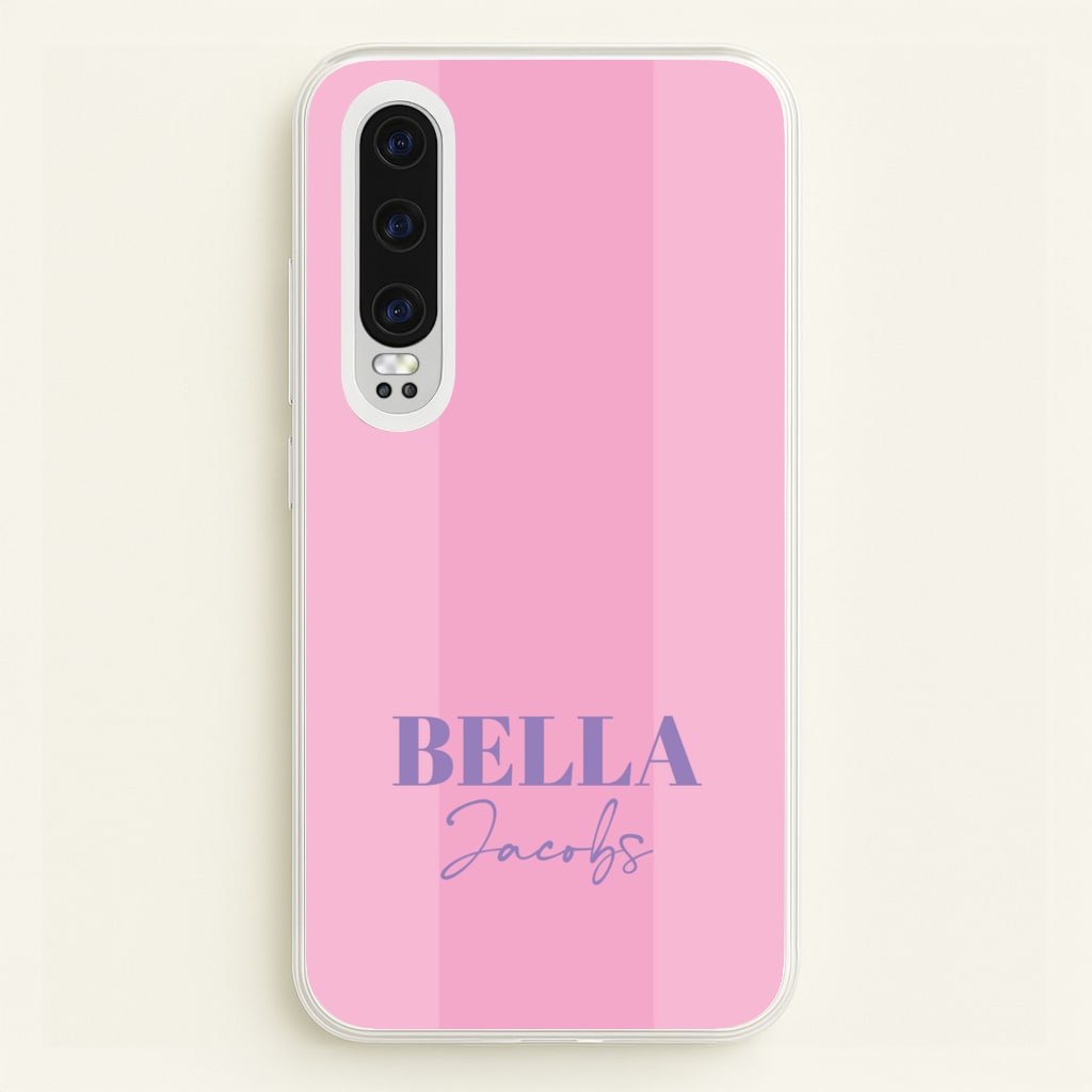 Pink Stripe Personalised Name  - Personalised Phone Case for Huawei P30