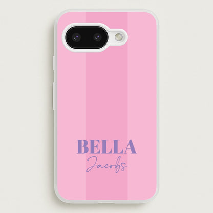 Pink Stripe Personalised Name  - Personalised Phone Case for Google Pixel 9a