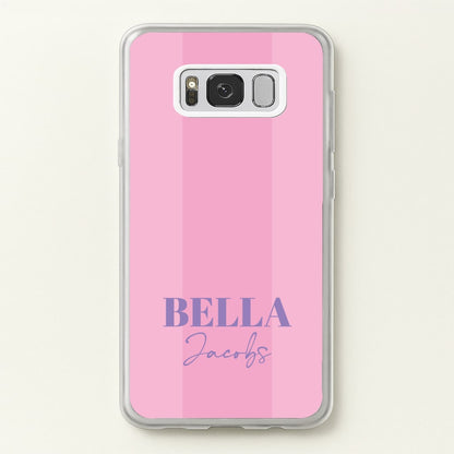 Pink Stripe Personalised Name  - Personalised Phone Case for Galaxy S8