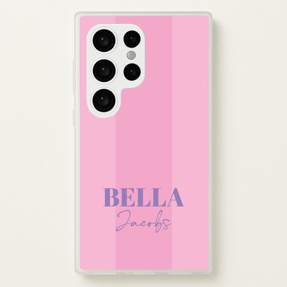 Pink Stripe Personalised Name  - Personalised Phone Case for Galaxy S24 Ultra