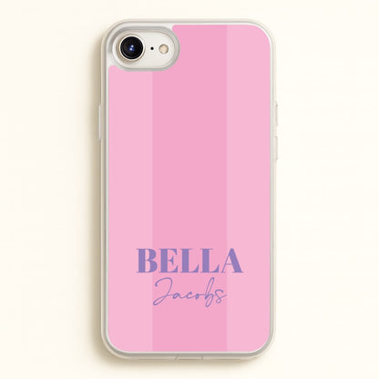 Pink Stripe Personalised Name  - Personalised Phone Case for iPhone 6 Plus / 7 Plus / 8 Plus