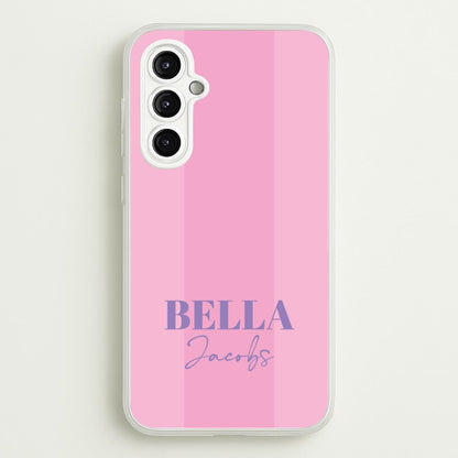 Pink Stripe Personalised Name  - Personalised Phone Case for Galaxy A14