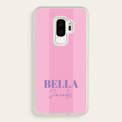 Pink Stripe Personalised Name  - Personalised Phone Case for Galaxy S9 Plus