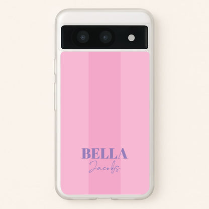 Pink Stripe Personalised Name  - Personalised Phone Case for Google Pixel 8a