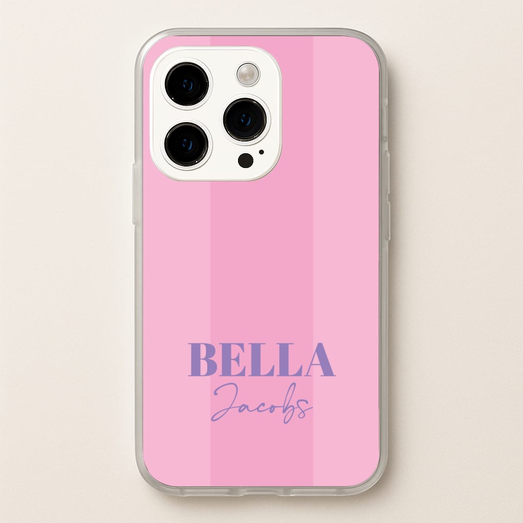 Pink Stripe Personalised Name  - Personalised Phone Case for iPhone 15 Pro Max