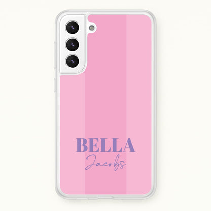 Pink Stripe Personalised Name  - Personalised Phone Case for Galaxy S21FE