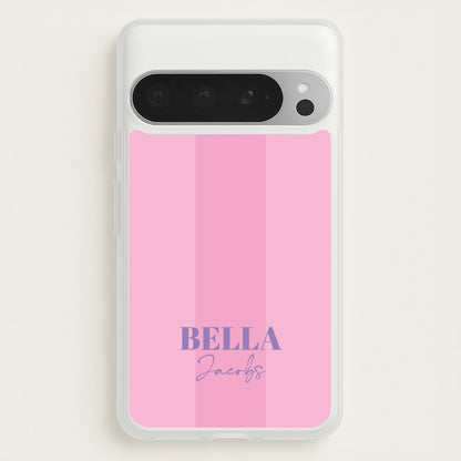 Pink Stripe Personalised Name  - Personalised Phone Case for Google Pixel 9 Pro XL