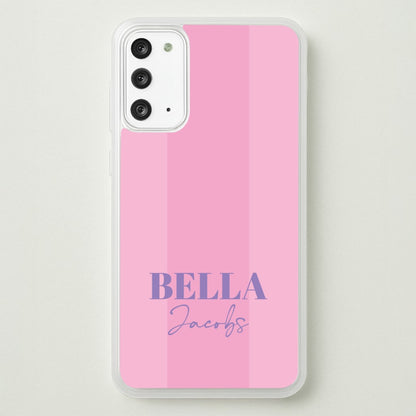 Pink Stripe Personalised Name  - Personalised Phone Case for Galaxy Note 20