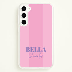 Pink Stripe Personalised Name  - Personalised Phone Case for Galaxy S23