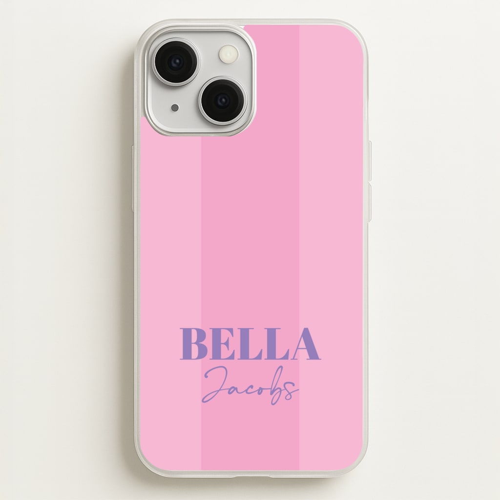 Pink Stripe Personalised Name  - Personalised Phone Case for iPhone 13 Mini