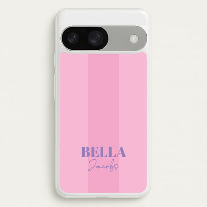 Pink Stripe Personalised Name  - Personalised Phone Case for Google Pixel 9 / 9 Pro