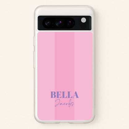 Pink Stripe Personalised Name  - Personalised Phone Case for Google Pixel 8 Pro