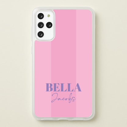 Pink Stripe Personalised Name  - Personalised Phone Case for Galaxy S20 Plus