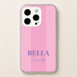 Pink Stripe Personalised Name  - Personalised Phone Case for iPhone 15 Pro