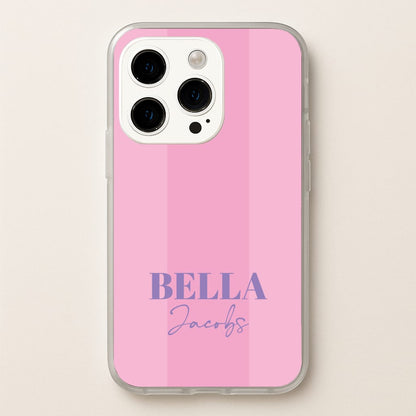 Pink Stripe Personalised Name  - Personalised Phone Case for iPhone 15 Pro