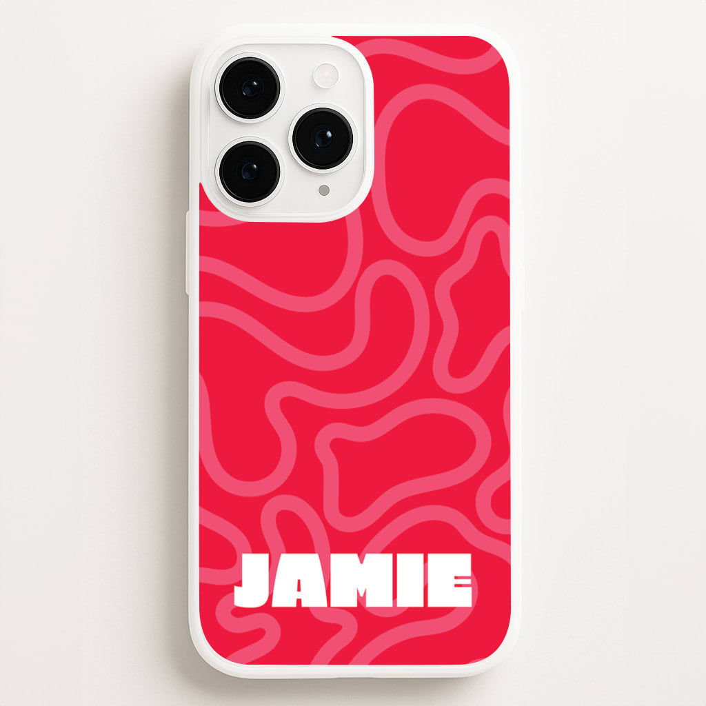Red And Pink Squiggles Personalised Name  - Personalised Phone Case for iPhone 16 Pro Max