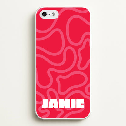Red And Pink Squiggles Personalised Name  - Personalised Phone Case for iPhone 5 / 5s / SE 2016