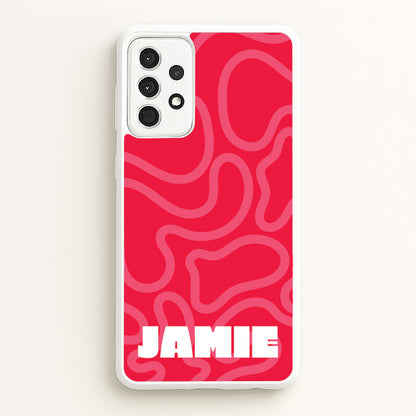 Red And Pink Squiggles Personalised Name  - Personalised Phone Case for Galaxy A52 / A52s