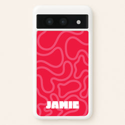 Red And Pink Squiggles Personalised Name  - Personalised Phone Case for Google Pixel 8a