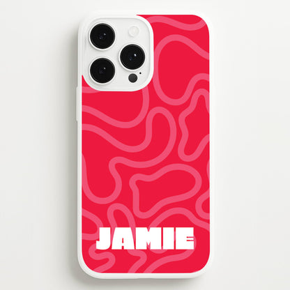 Red And Pink Squiggles Personalised Name  - Personalised Phone Case for iPhone 13 Pro Max