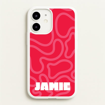 Red And Pink Squiggles Personalised Name  - Personalised Phone Case for iPhone 12 Mini