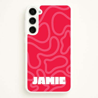 Red And Pink Squiggles Personalised Name  - Personalised Phone Case for Galaxy S23 Plus