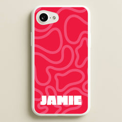 Red And Pink Squiggles Personalised Name  - Personalised Phone Case for iPhone 16e