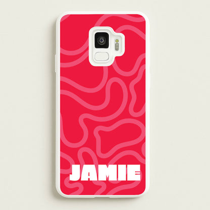 Red And Pink Squiggles Personalised Name  - Personalised Phone Case for Galaxy S9