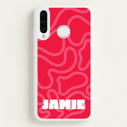 Red And Pink Squiggles Personalised Name  - Personalised Phone Case for Huawei P30 Pro