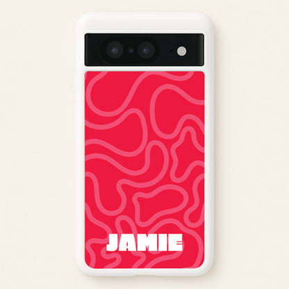 Red And Pink Squiggles Personalised Name  - Personalised Phone Case for Google Pixel 8