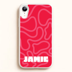 Red And Pink Squiggles Personalised Name  - Personalised Phone Case for iPhone XR