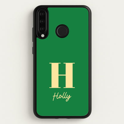 Dark Green Personalised Name  - Personalised Phone Case for Huawei P30 Lite