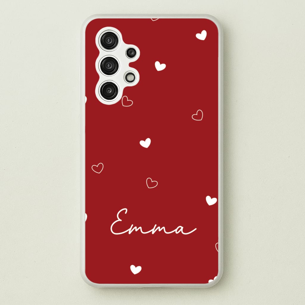 Red Hearts And Outlines Personalised Name  - Personalised Phone Case for Galaxy A13